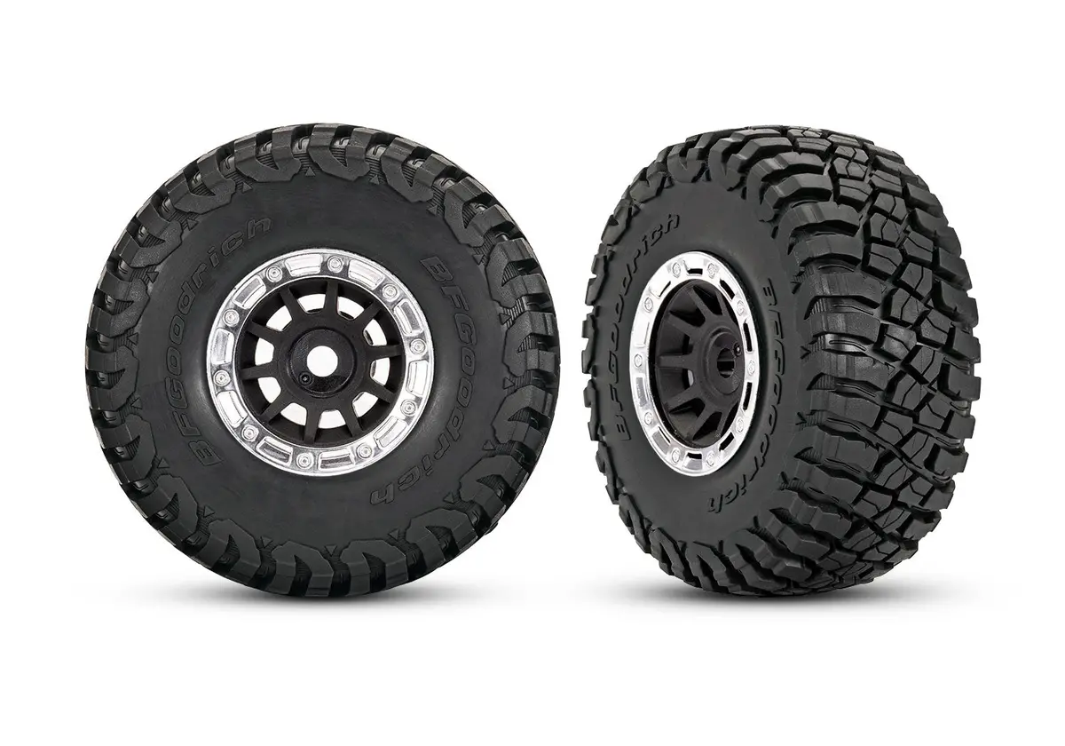 Traxxas 1.4" Black & Chrome Wheels W/ Bfg Mud-Terrain Tires (2)   (10870-Stblk) 1