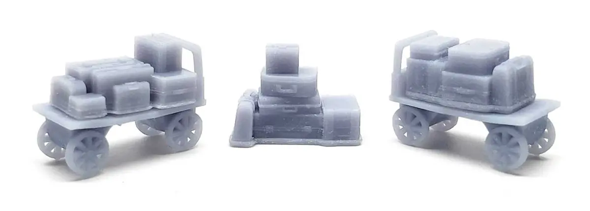 All Scale Miniatures Luggage -- Unpainted 3D Printed Parts Pkg(5)   (179-1600987) 1