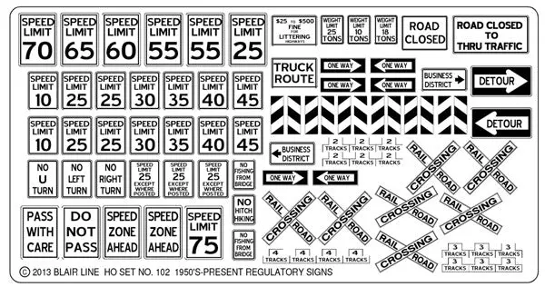 Blair Highway Signs -- Regulatory Signs #1 1950S-Present (Black, White)   (184-102) 1