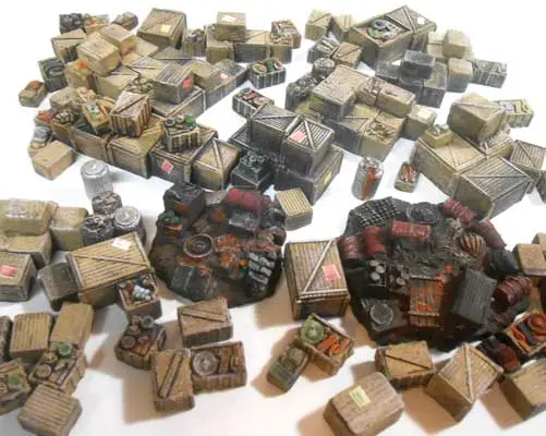 Clutter, Crates And Boxes Detail Set -- Unpainted Castings 1