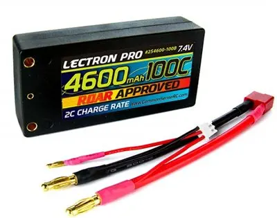 Lechtron Pro 4600Mah 7.4V Shorty 2S Lipo Battery, 4Mm Bullets   (2S4600-100B) 1