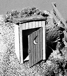"One Holer" Outhouse Kit Pkg(2) -- Standard Type W/Flat Roof; Crescent Moon   (464-23004) 1