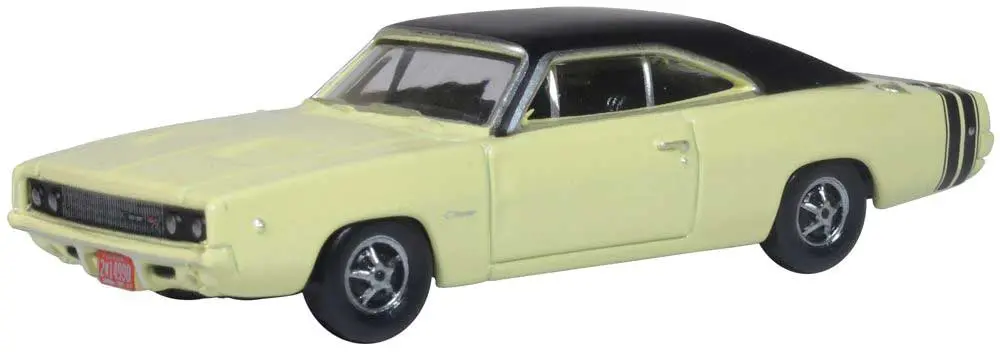 Oxford Diecast 1968 Dodge Charger - Assembled -- Yellow, Black (553-87Dc68004) 1