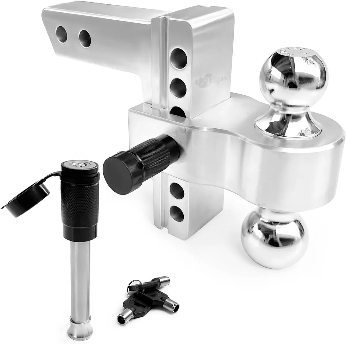 Vigor Adjustable Trailer Hitch For 2.5" Receiver | Dual Ball (2" & 2-5/16") | 6"/8"/10" Drop | 18,500 Lbs Gtw 1