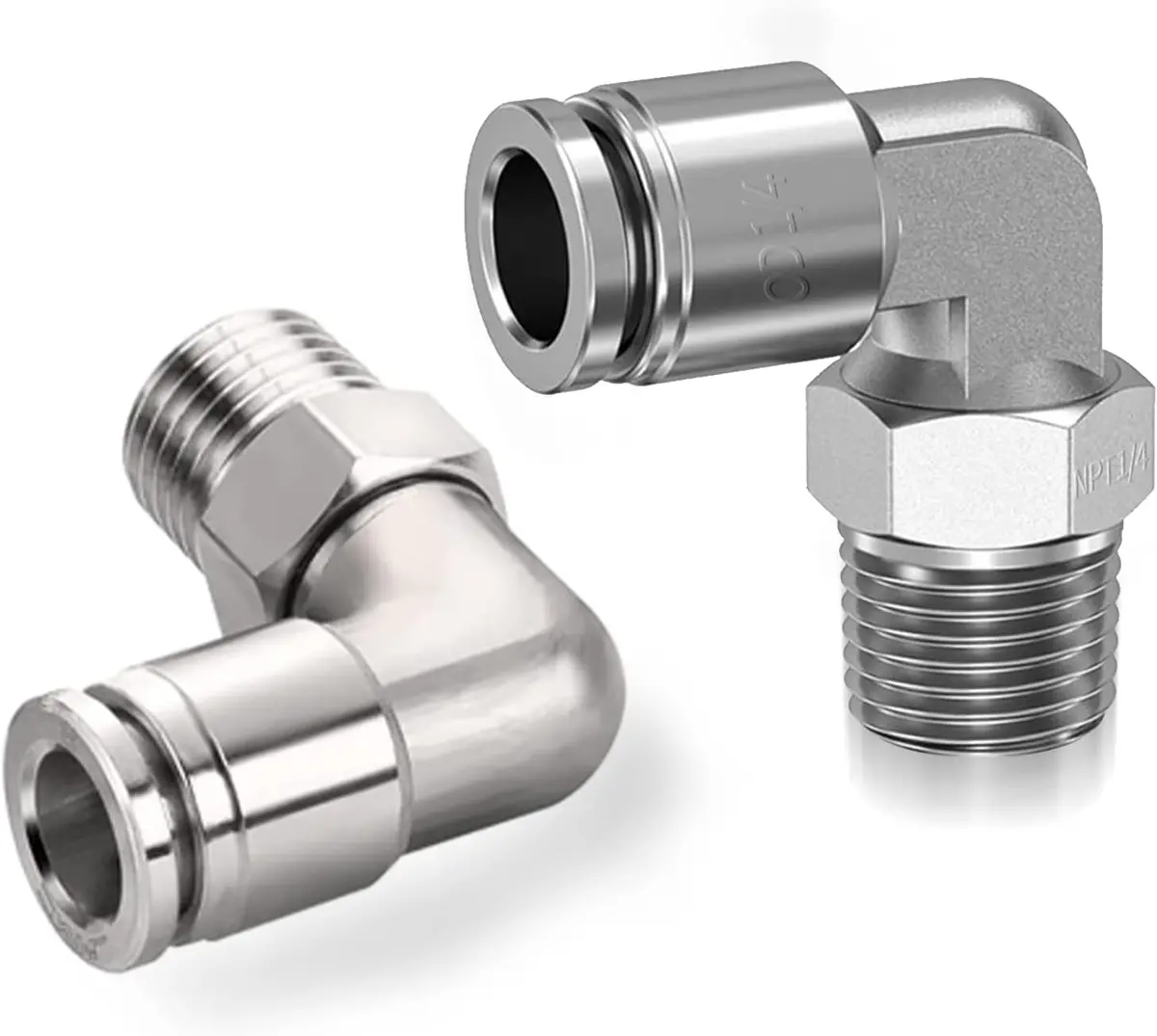 2Pcs 1/4" Npt Brass Air Fittings | Air Suspension Compressor | 90° Quick Connector 1