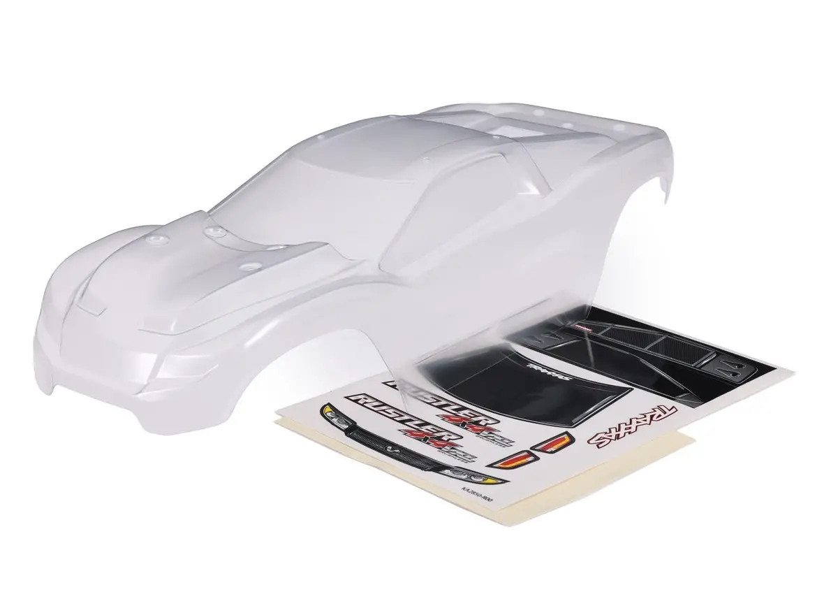 Traxxas Rustler® 4X4 Clipless Body Set W/Wing & Roof Skid (Clear)    (Tra6740) 1