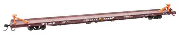 Walthers 89' Channel Side Flatcar - Ready To Run -- Trailer-Train Kttx #150195 (1960S Brown, Twin 45')   (910-5747) 1