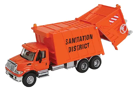 Walthers International(R) 7600 Garbage Truck - Assembled -- Sanitation District (Orange)   (949-11770) 1