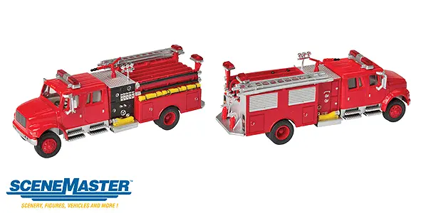 Walthers International(R) 4900 Crew Cab Fire Engine - Assembled -- Red  (949-11841) 1