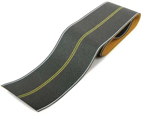 Walthers Flexible Self-Adhesive Paved Roadway -- Vintage And Modern No Passing Zone (Double Yellow Centerline, White Edge Marks   (949-1252) 1
