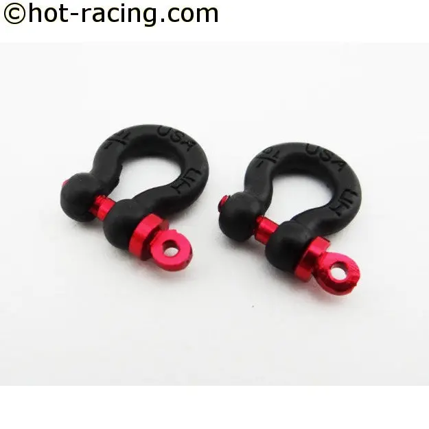 Hot Racing 1/10 Scale Aluminum Black Tow Shackle D-Rings (2) (Acc808x01) 1