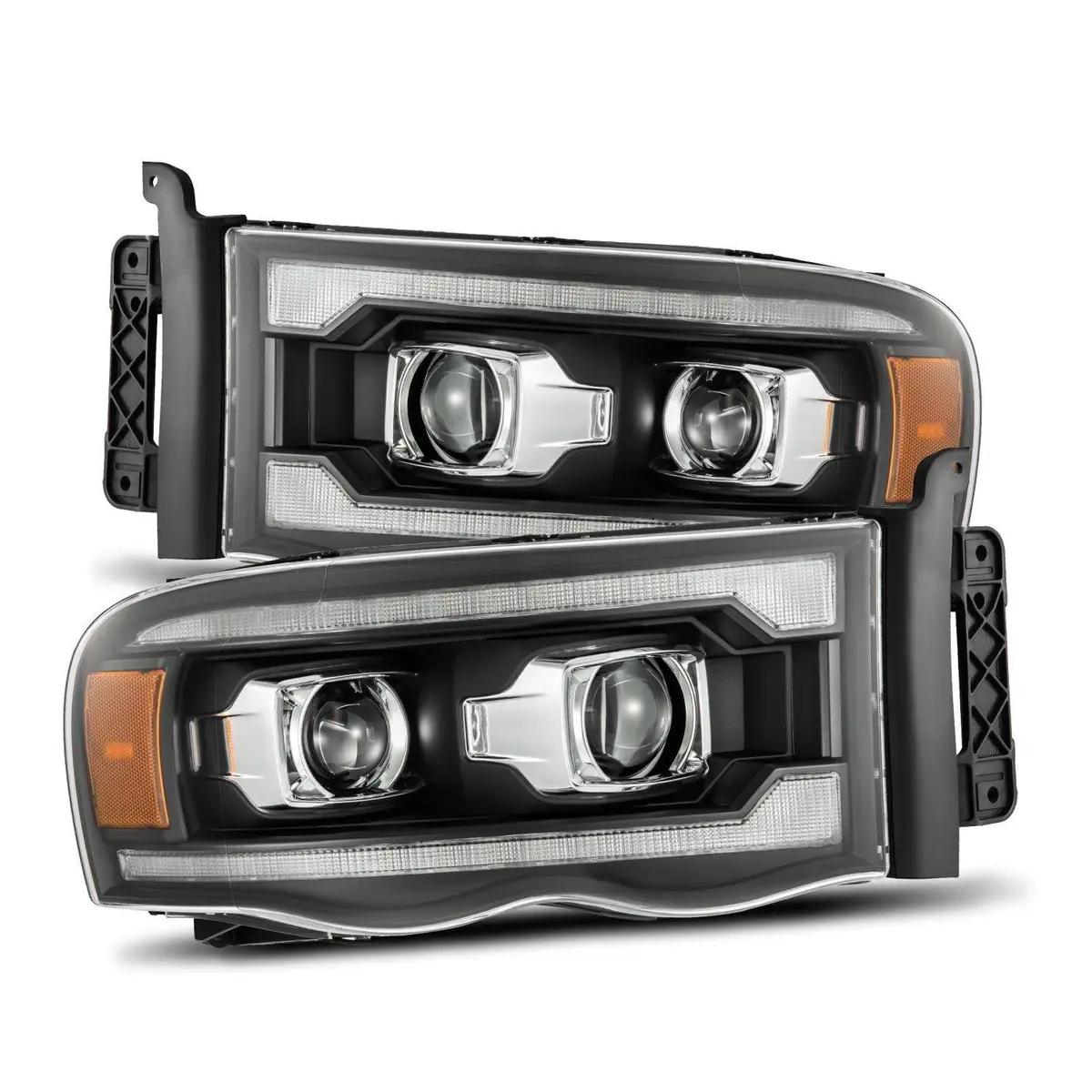 Alpha Rex 02-05 Dodge Ram Luxx-Series Led Projector Headlights Black 1