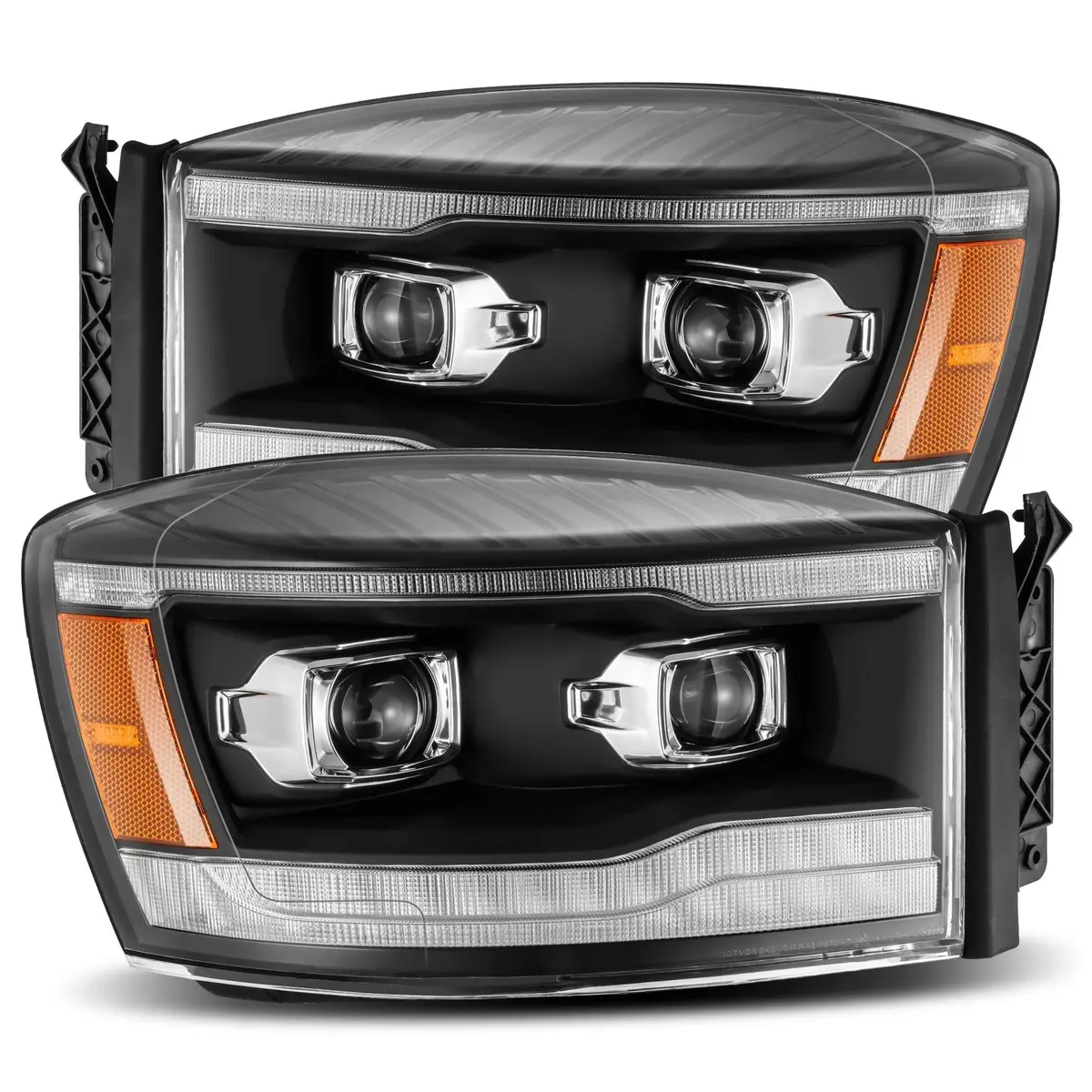 Alpha Rex 06-08 Dodge Ram Luxx-Series Led Projector Headlights Black 1