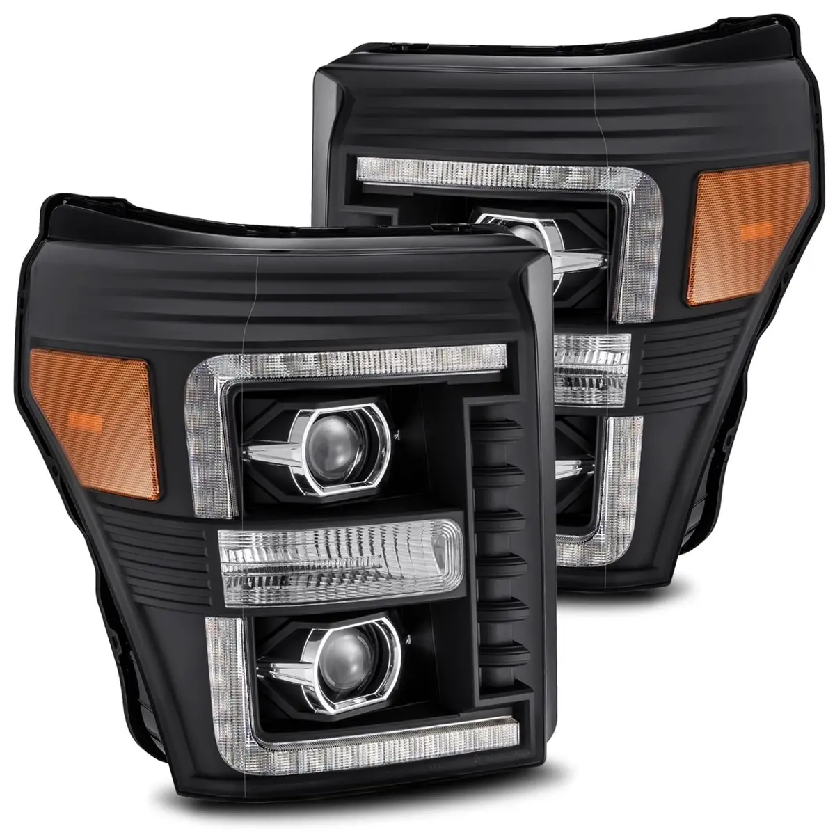 Alpha Rex 11-16 Ford Super Duty Luxx-Series Led Projector Headlights Black 1