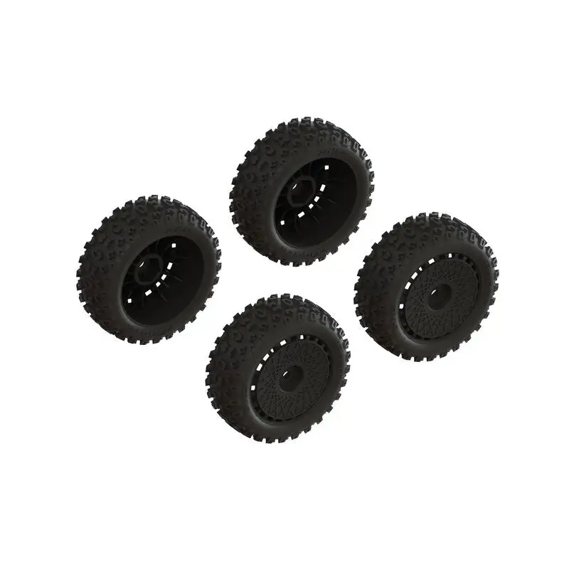 Arrma Dboots "2-Ho" Pre-Mounted Tire Set (Black) (4)   (Ara550114) 1