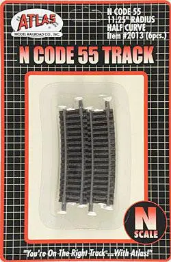 Atlas N Code 55 11.25" Radius 1/2 Curve (6) (Atl2013) 1