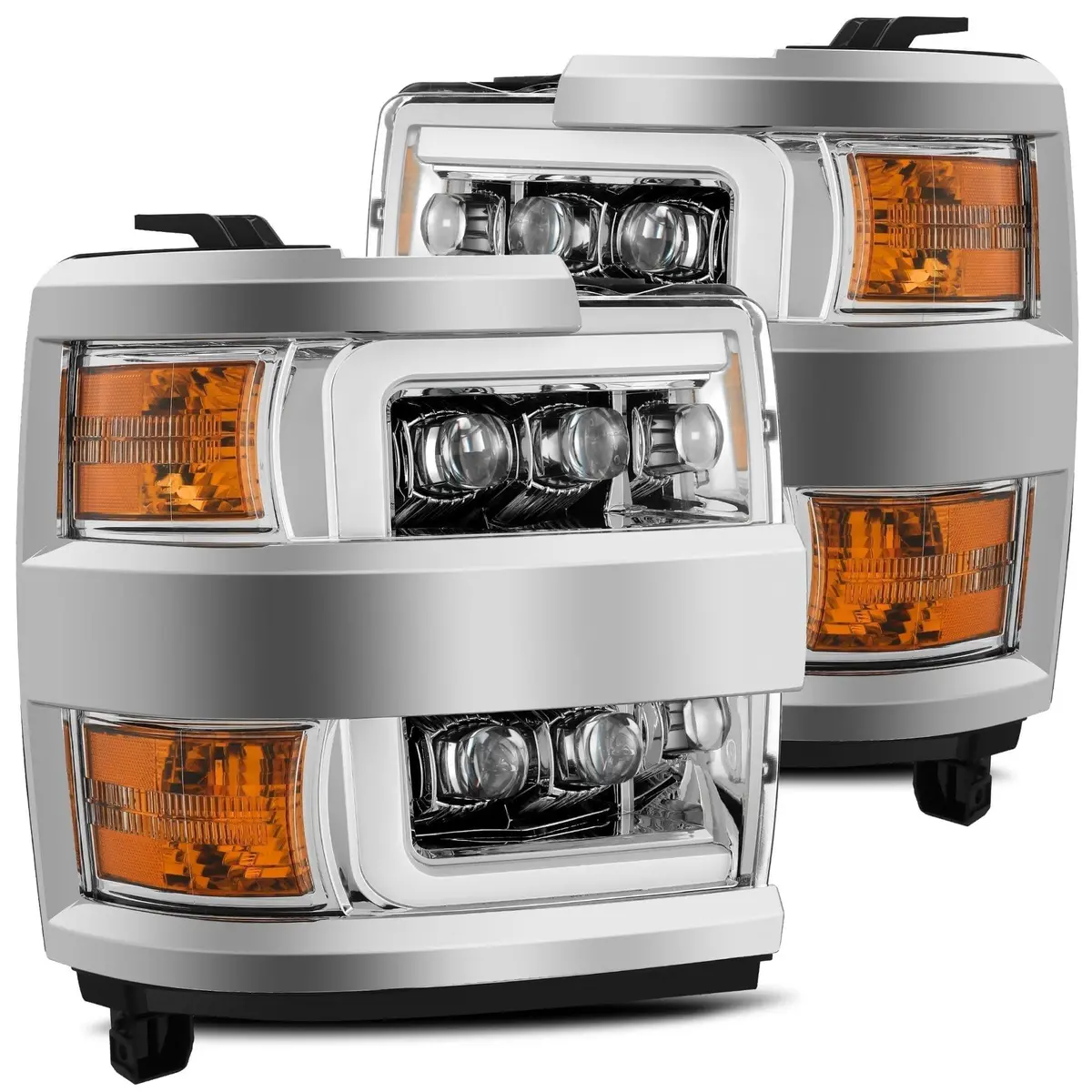 Alpha Rex 15-19 Chevrolet Silverado 2500Hd/3500Hd Nova-Series Led Projector Headlights Chrome G2 1