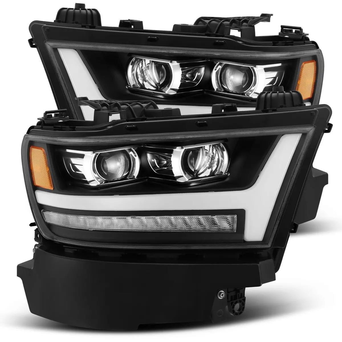 Alpha Rex 19-22 Ram 1500 Luxx-Series Led Projector Headlights Black 1