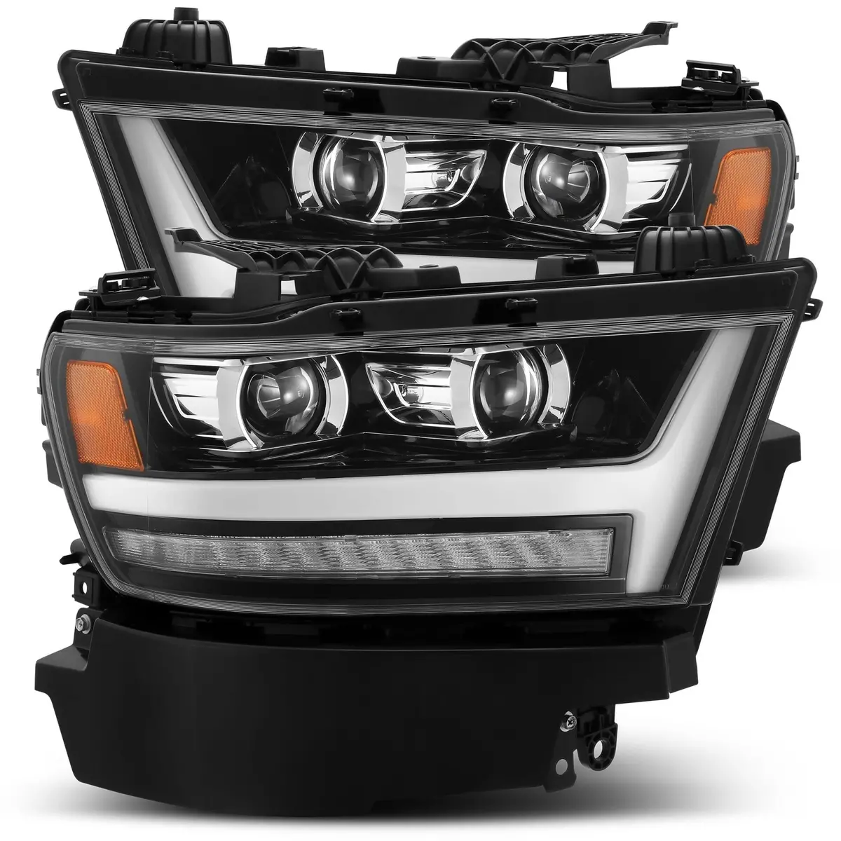 Alpha Rex 19-22 Ram 1500 Luxx-Series Led Projector Headlights Jet Black 1