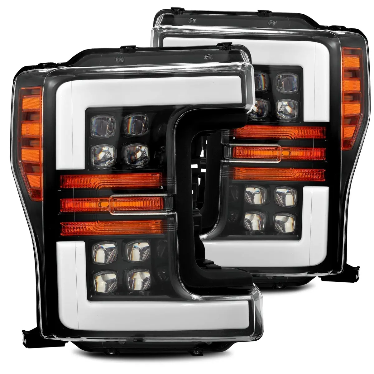 Alpha Rex 17-19 Ford Super Duty Nova-Series Led Projector Headlights Jet Black 1