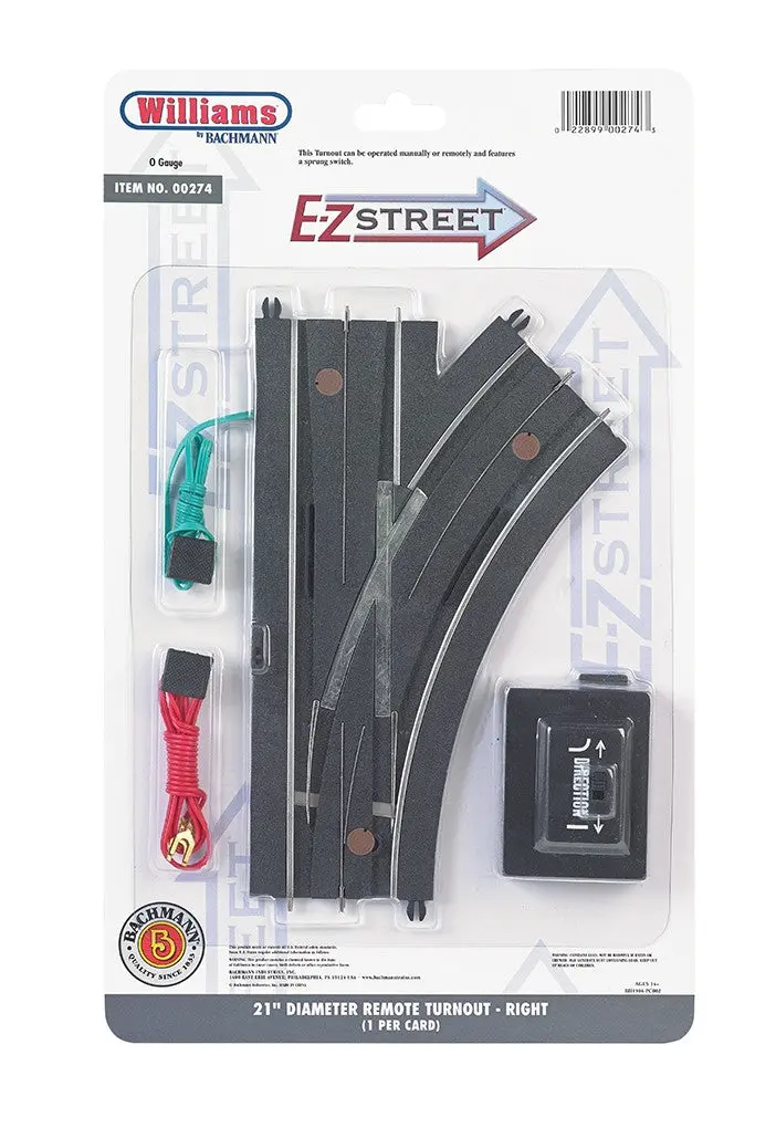 Bachmann O  E-Z Street 21" Diameter Remote Right Turnout (Bac00274) 1