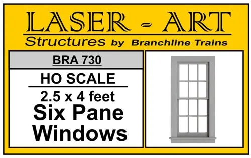 Branchline Window 6-Pane, 30 X 48" Pkg(6) Ho Scale (Bra730) 1