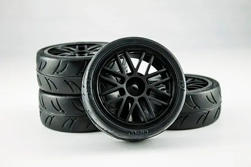 Gravity Rc Usgt Pre-Mounted Gt Rubber Tires W/Gt Wheel (Black) (4) W/12Mm Hex (Grc124gtb) 1