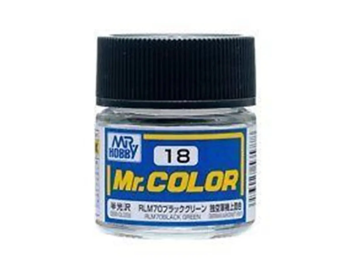 Mr. Hobby C18 Semi-Gloss Rlm70 Black Green Acrylic Hobby Paint (10Ml)   (Guzc018) 1