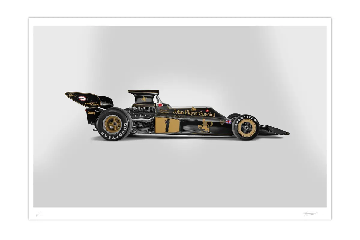 Lotus 72D - Art Screen Print - Emerson Fittipaldi Signed - Gold Leaf Edition Of 50 1