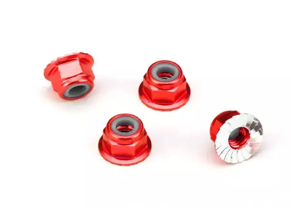 Hamilton Hobbies 4Mm Alum Flanged Lock Nut Red  (Ham127963) 1