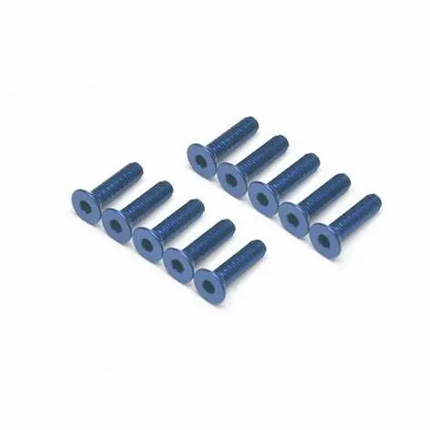 Hamilton Hobbies 3X12 Blue Flat Head Alum 7075 Screws (10)  (Ham3x12blue) 1