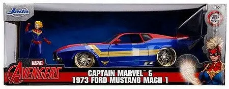 Jada 1/24 Avengers 1973 Ford Mach 1 W/Captain Marvel Figure (Jad31193) 1