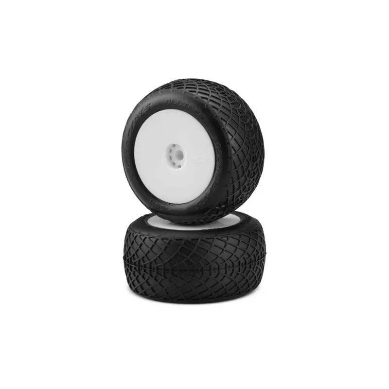 Jconcepts 1/16 Ellipse Pre-Mounted Mini-T/ Mini-B Tires, White Wheels, Green Compound (2)   (Jco40041221) 1