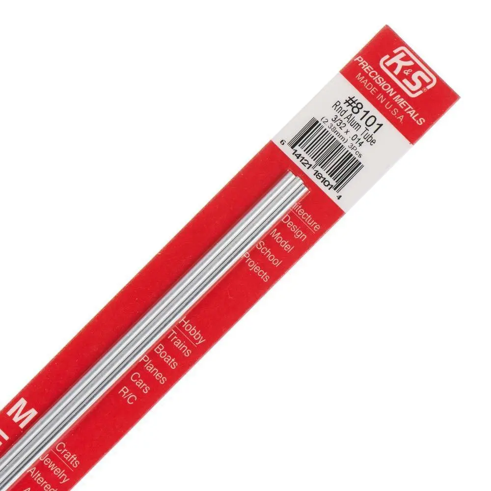 K+S Aluminum Tube 3/32", Carded, 3 (K+S8101) 1