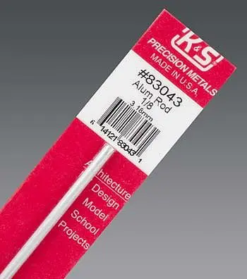 K+S 1/8 X 12" Round Aluminum Rod (L) (K+S83043) 1