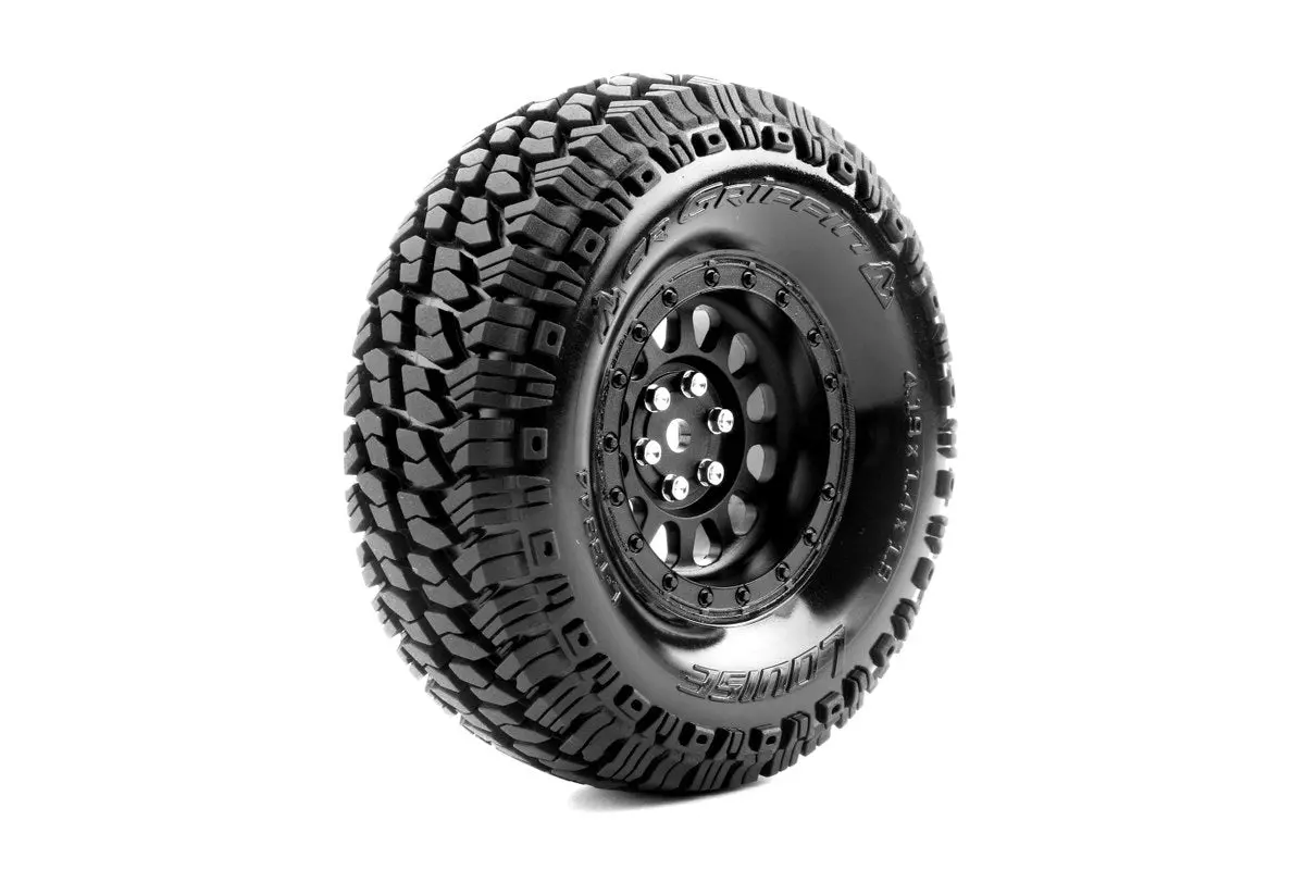 Louise R/C Cr-Griffin 1/10 1.9" Crawler Class 1 Tires, 12Mm Hex On Black Rim, Super Soft, Front/Rear (2)   (Loult3344vb) 1