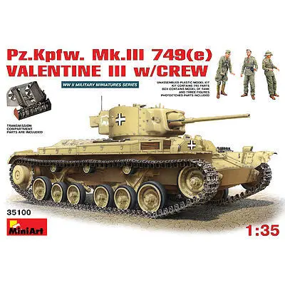 Miniart Models 1/35 Pzkpfw Mk Iii 749(E) Valentine Iii Tank W/3 Crew Kit (Mna35100) 1