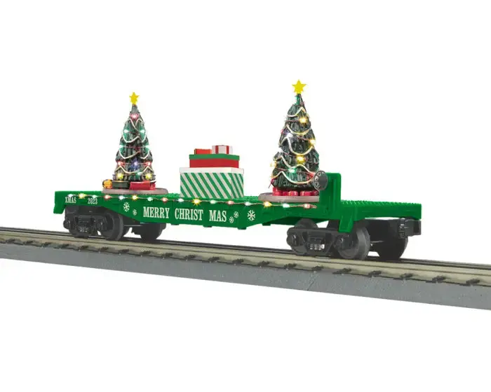 Mth O Gauge Railking Flat Car W/Lighted Christmas Trees   (Mth3076864) 1