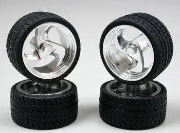 Pegasus Hobbies Tri Blade Chrome Rims/Tires (4)  (Pgh1202) 1