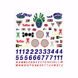 Pinecar Dry Transfer Decals, Sponsors & Numbers (Pin306) 1