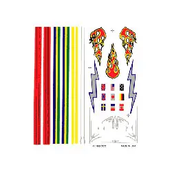 Pinecar Dry Transfer Decals, Stripes & Flames (Pin307) 1
