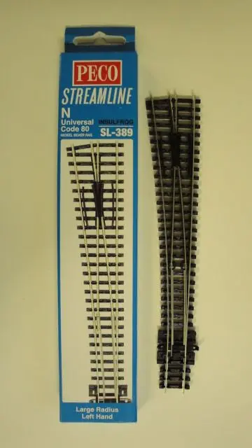 Peco  N C80 Electro #8 Lh Turnout (Ppcsle389) 1