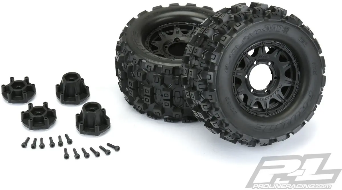 Proline Badlands Mx28 2.8" All Terrain Tires Mounted On Raid Black Wheel  (Pro1012510) 1