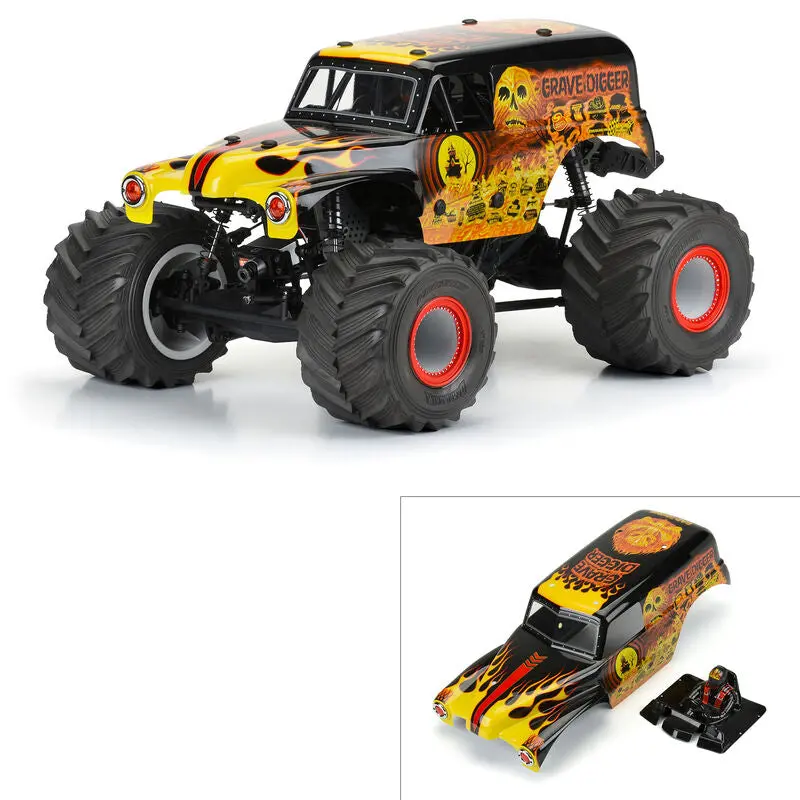 Pro-Line Lmt 1/10 Grave Digger Fire Pre-Painted Body (Red)  (Pro359312) 1
