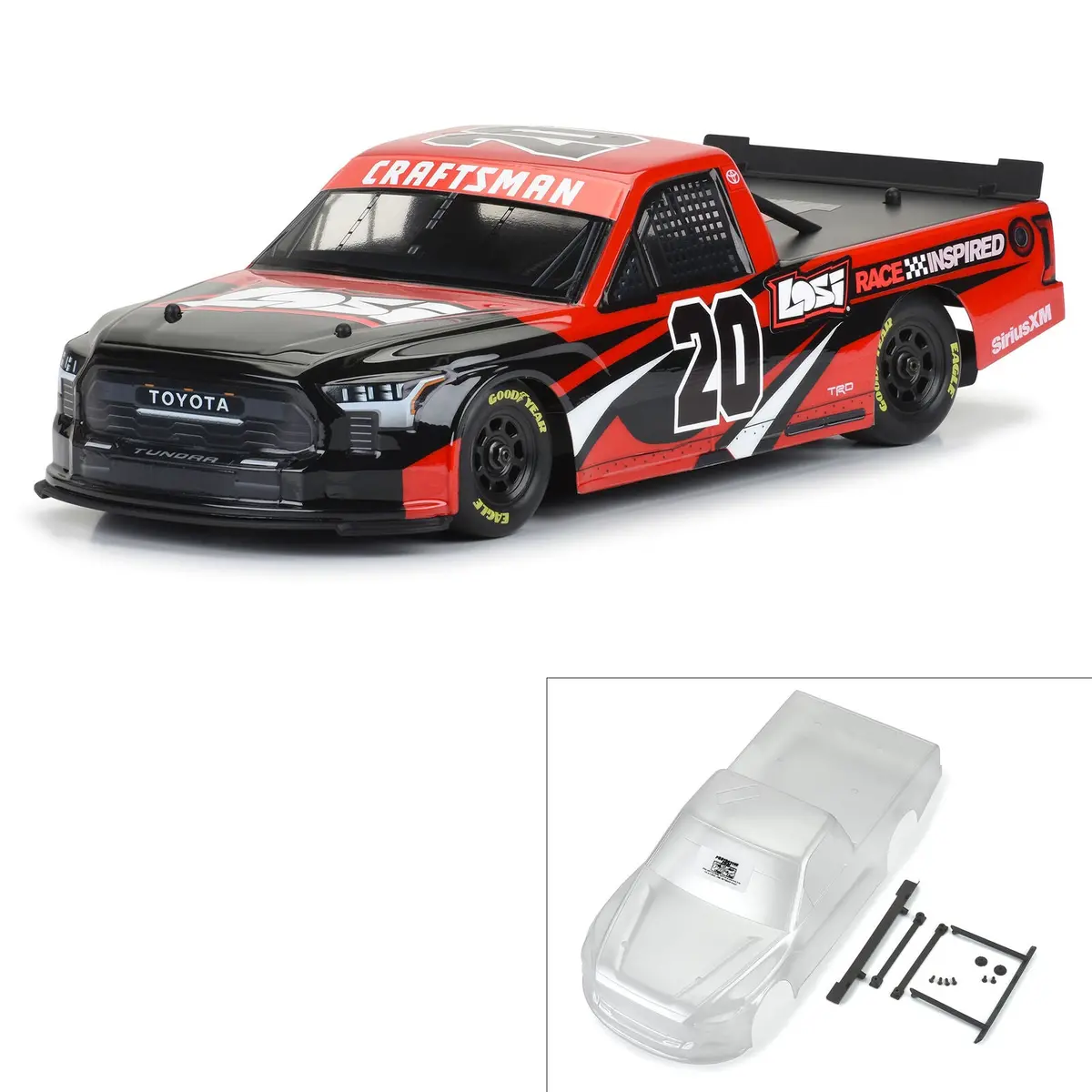 Pro-Line 1/12 Pre-Cut 2024 Toyota Tundra Truck Clear Body: Losi Nascar    (Pro365500) 1