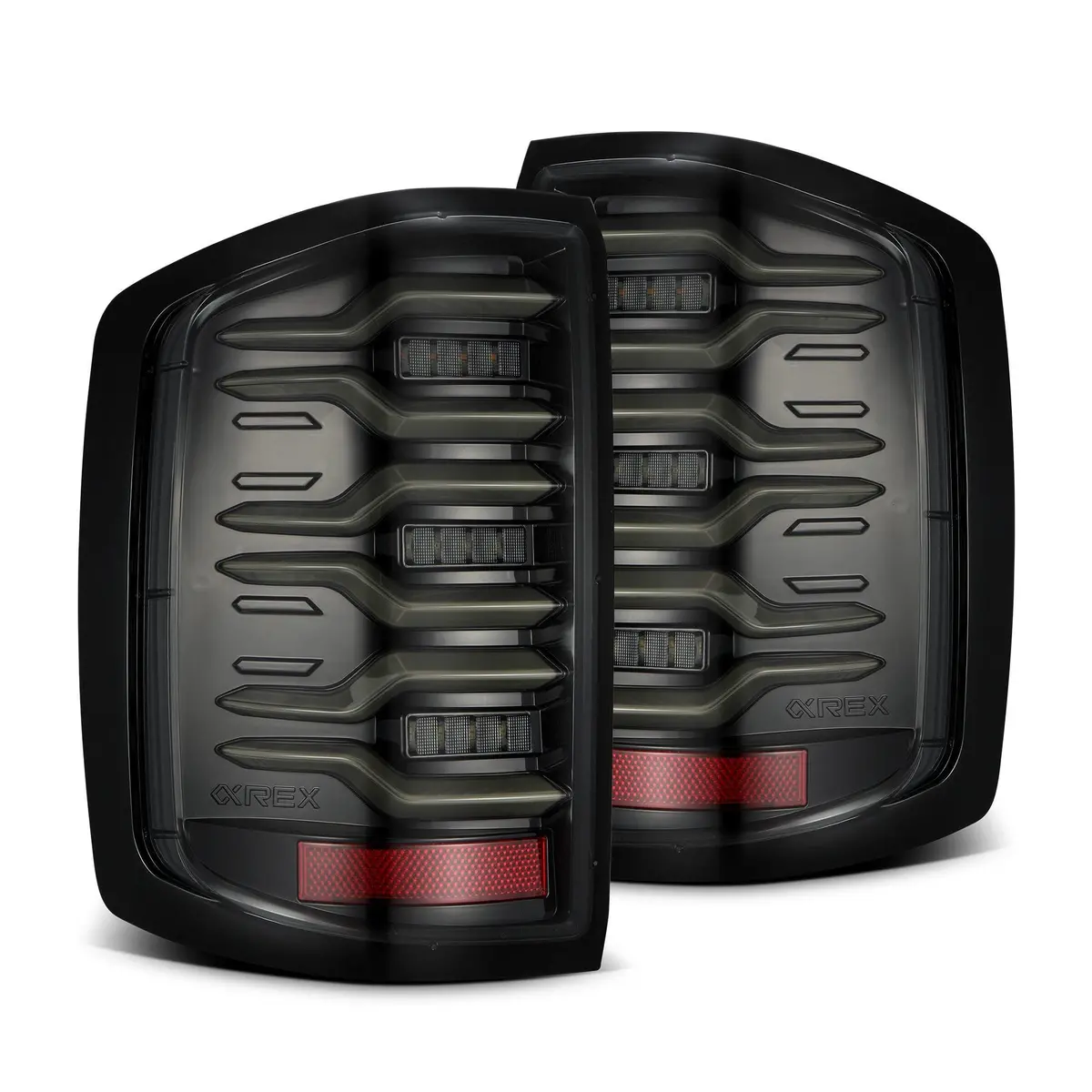 Alpha Rex 14-18 Chevrolet Silverado 1500 / 15-19 Silverado 2500Hd/3500Hd / 15-19 Gmc Sierra 3500Hd Dually Luxx-Series Led Tail Lights Alpha-Black 1