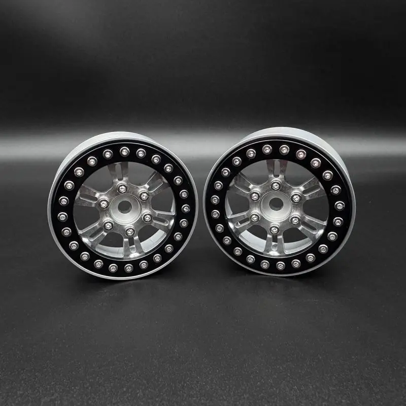 Reefs Rc Blade 1.9" Aluminum Beadlock Wheels W/Reef Hubs & Rings (Silver) (2)  (Sehreefs205) 1
