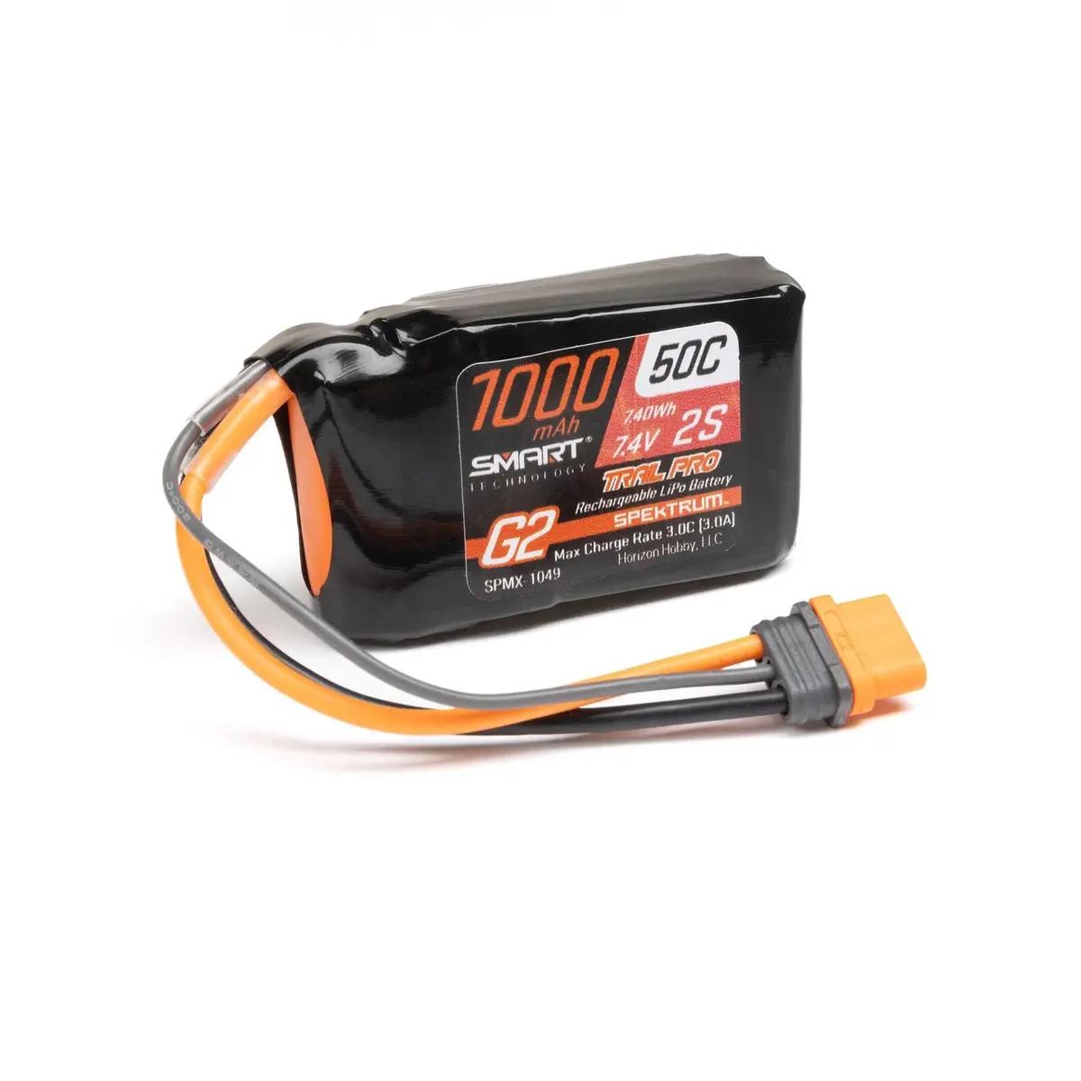 Spektrum 7.4V 1000Mah 2S 50C Smart G2 Trail Pro Lipo Battery: Ic2   (Spmx-1049) 1