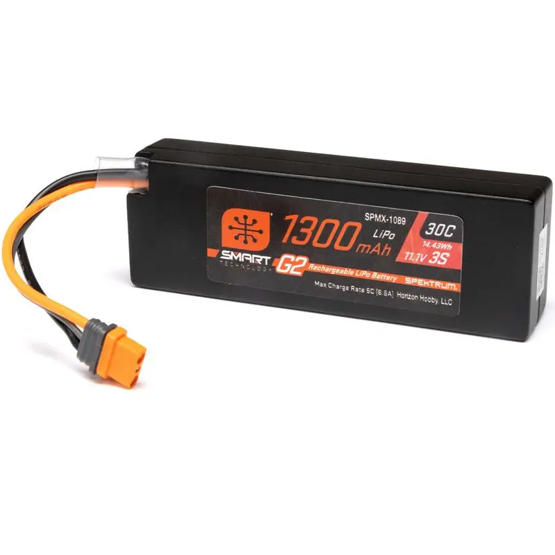 Spektrum 11.1V 1300Mah 3S 30C Smart G2 Lipo Battery: Ic2  (Spmx-1089) 1