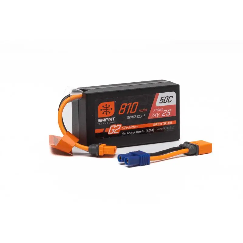 Spektrum Rc 2S 50C Smart G2 Lipo Battery W/Ic2 Connector (7.4V/810Mah)  (Spmx812sh2) 1